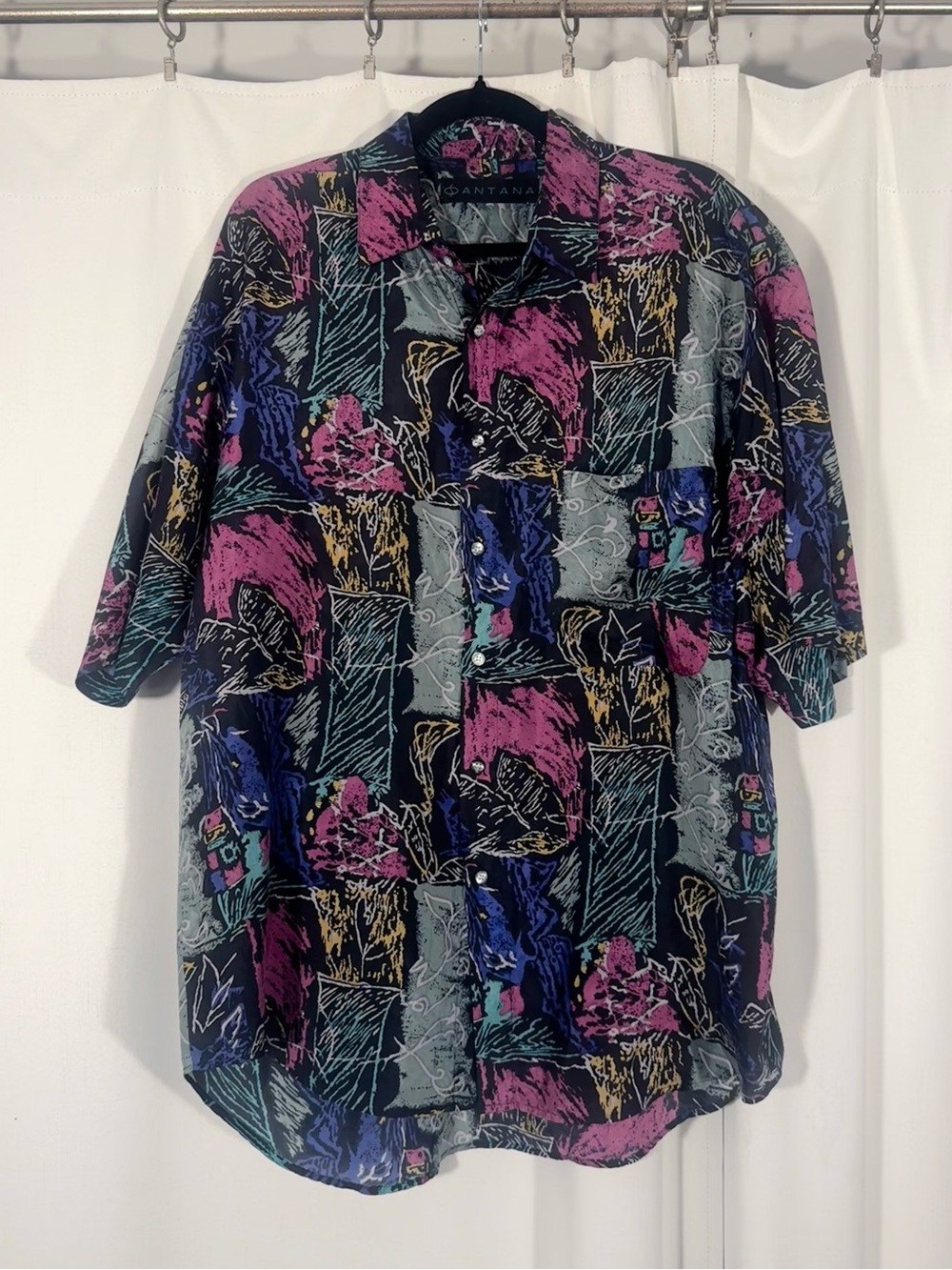 Vintage Men’s Santana Silk Retro Button Up Shirt